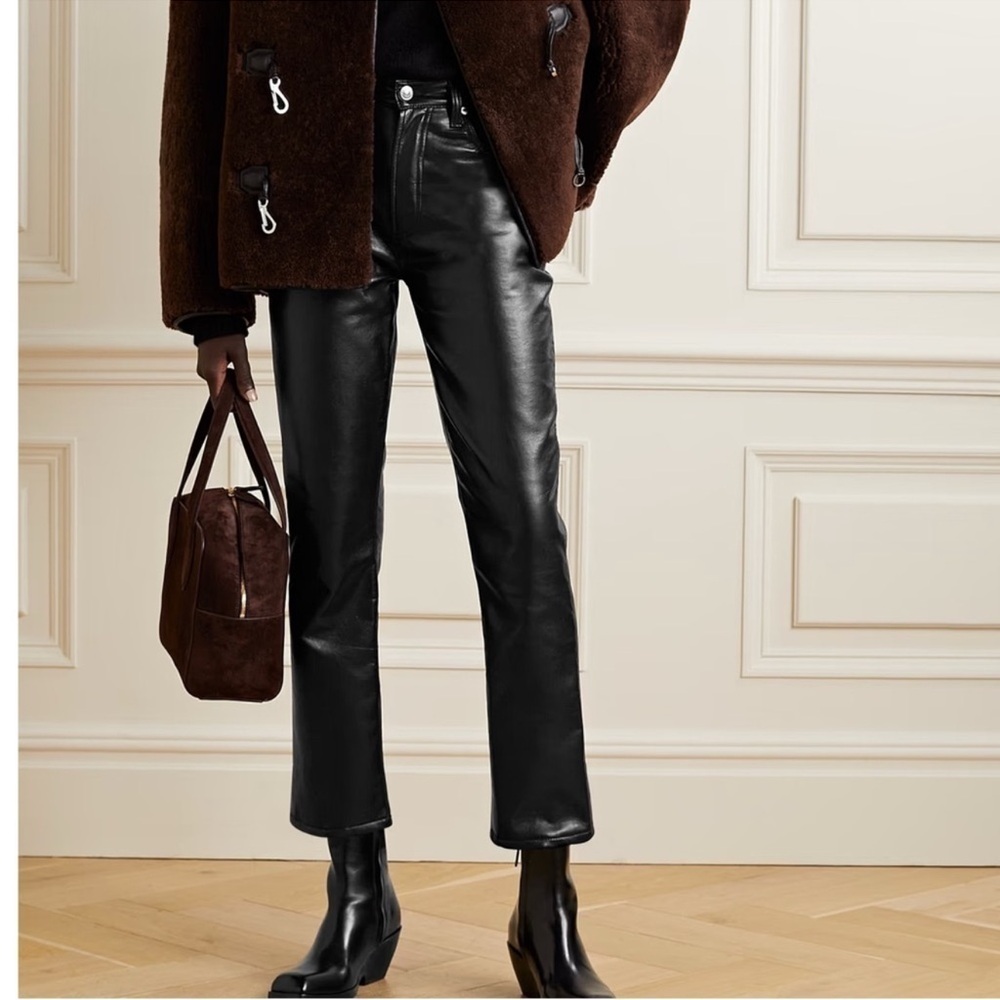 Agolde Riley Long Leather Pants Size 24